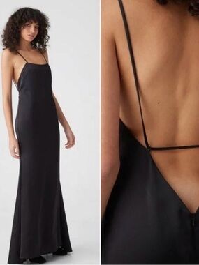 Black Backless Slip Maxi Dress -  Elegant Evening Dress